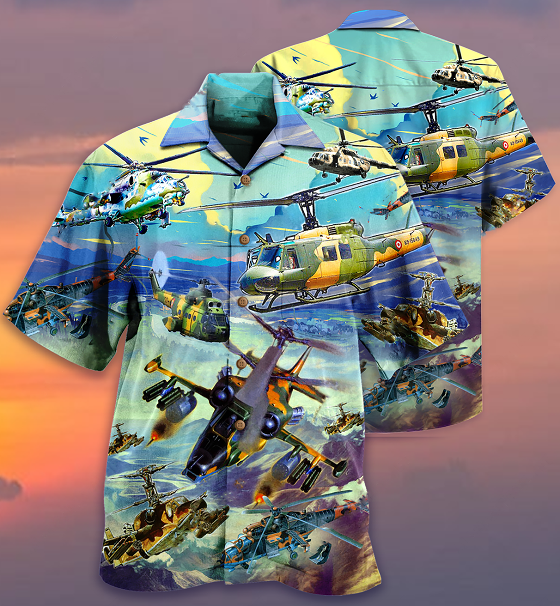Combat Aircraft Skyline Blue Vintage Style - Hawaiian Shirt

