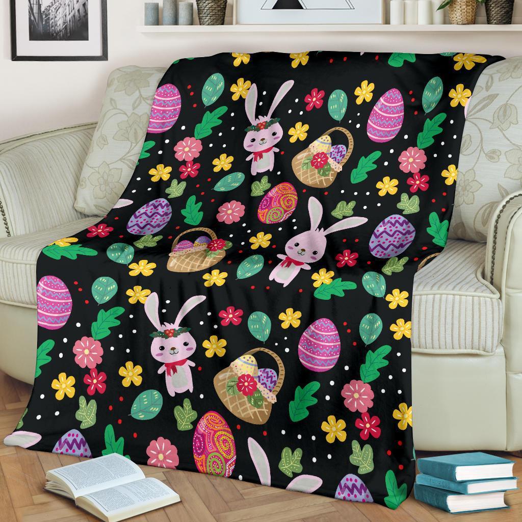 Easter Bunny Egg Pattern Flannel Blanket For Bed Sofa And Reading Nook Decor