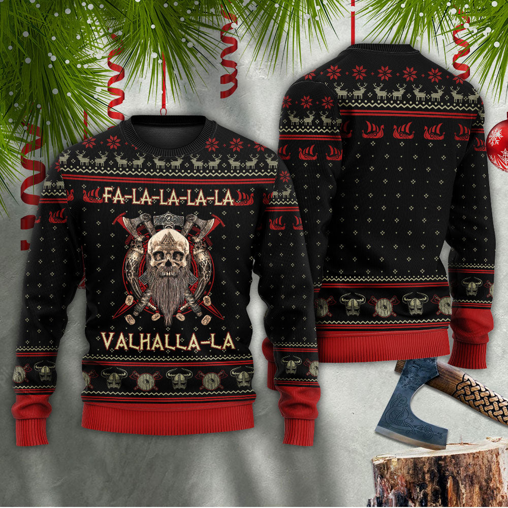 Viking Valhalla Black And Red Holiday – Sweater - Ugly Christmas Sweater