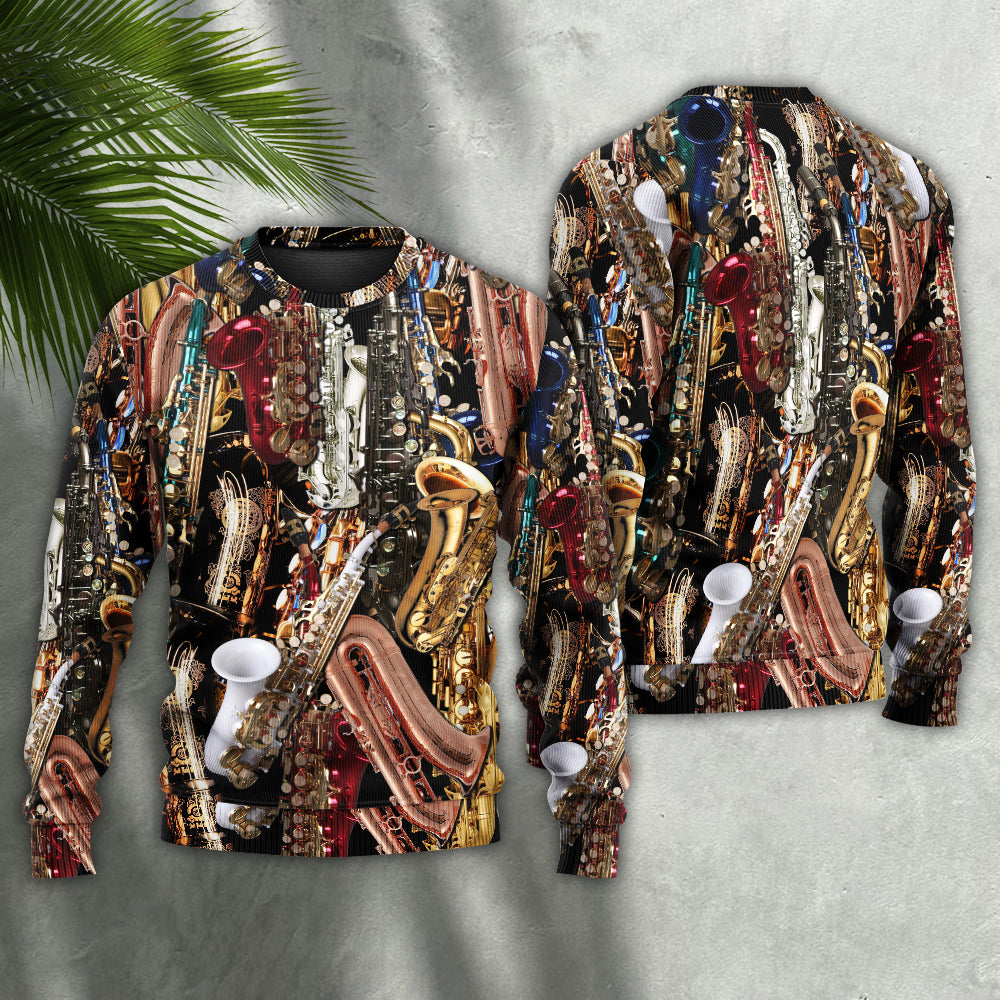 Saxophone Music Therapy Quote Style – Sweater - Ugly Christmas Sweater