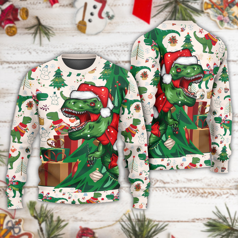 Christmas Dinosaurs Xmas Tree Merry Rexmas – Sweater - Ugly Christmas Sweater