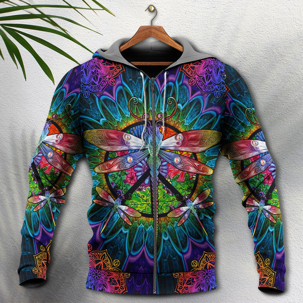 Hippie Dragonfly Mandala Peace - 3D Hoodie