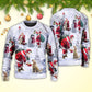 Christmas Santa Chilling With Friends Art – Sweater - Ugly Christmas Sweater