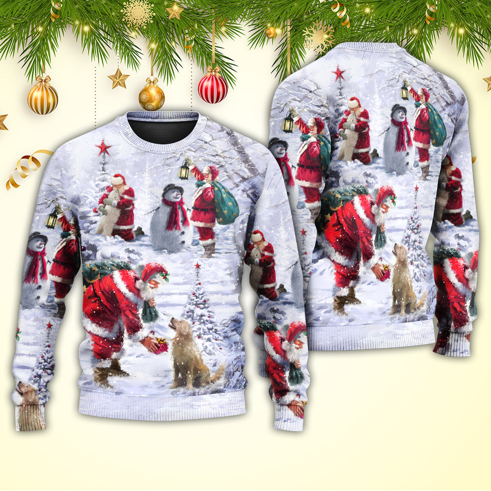 Christmas Santa Chilling With Friends Art – Sweater - Ugly Christmas Sweater