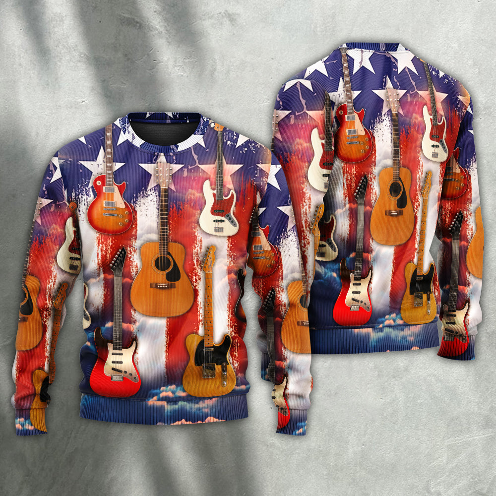 Guitar Independence Day Star Style – Sweater - Ugly Christmas Sweater
