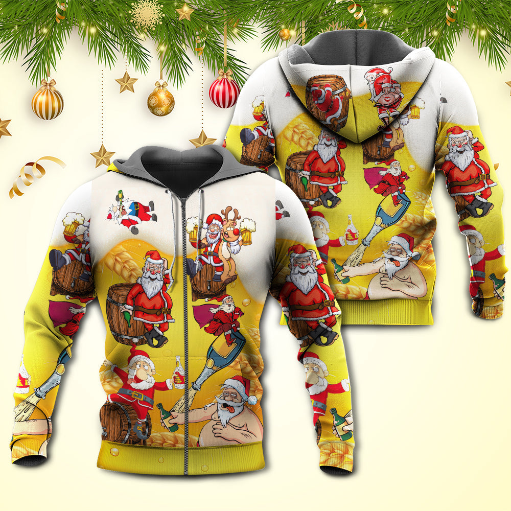 Christmas Santa Beer Funny Xmas Style - Hoodie