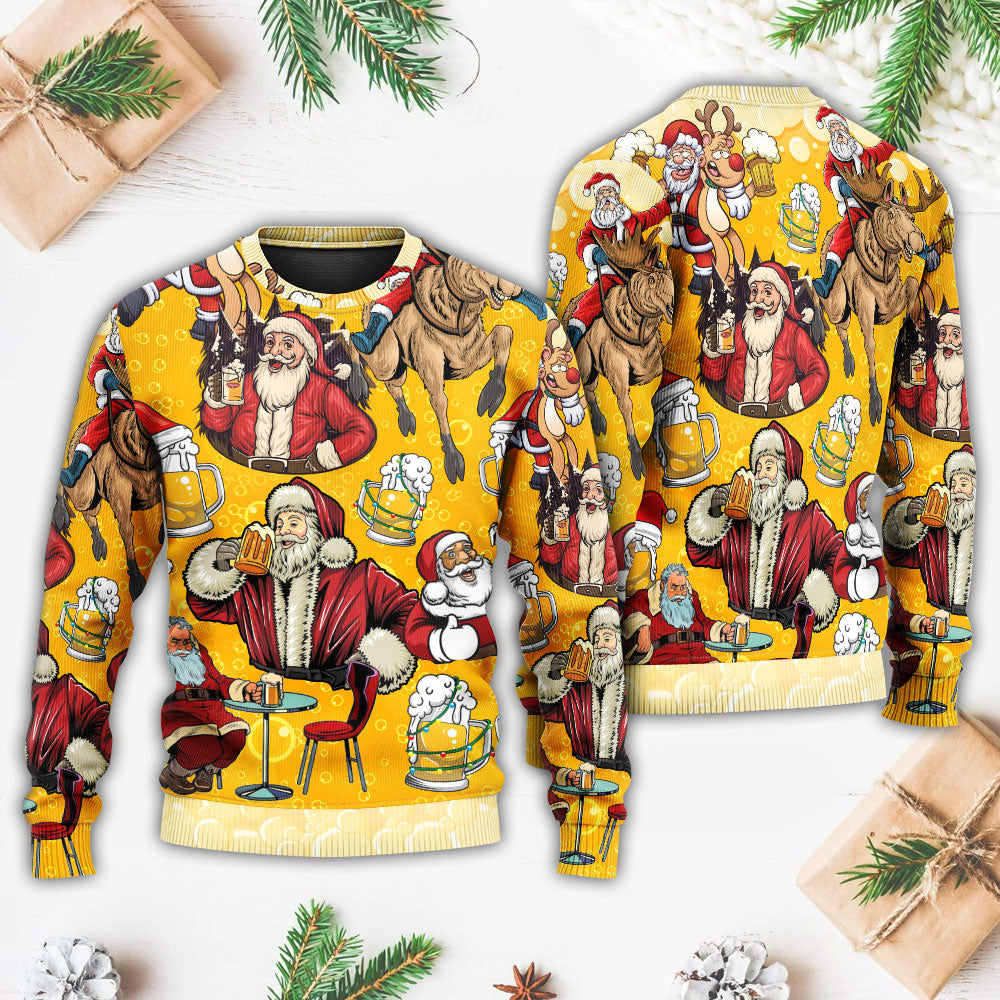Funny Beer Lover Santa Merry Xmas – Sweater - Ugly Christmas Sweater