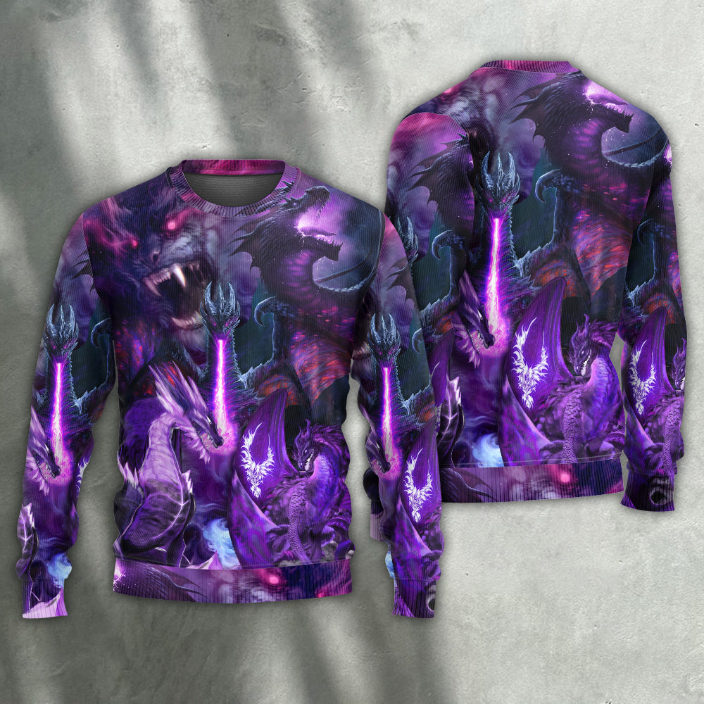 Dark Purple Dragon Lightning Art – Sweater - Ugly Christmas Sweater