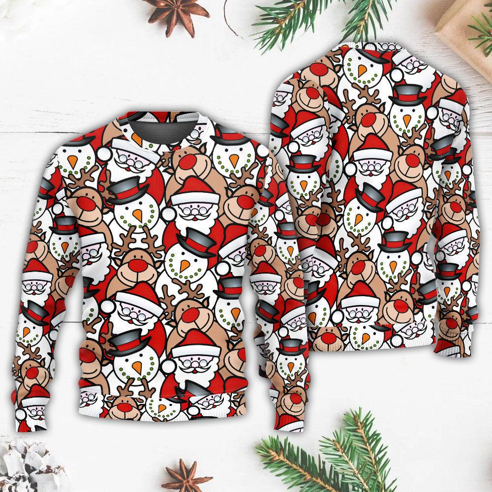 Christmas Cute Santa And Reindeer – Sweater - Ugly Christmas Sweater