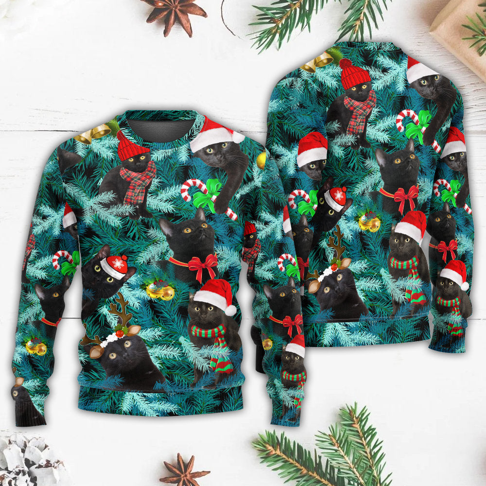Christmas Black Cat Jolly Holiday Style – Sweater - Ugly Christmas Sweater