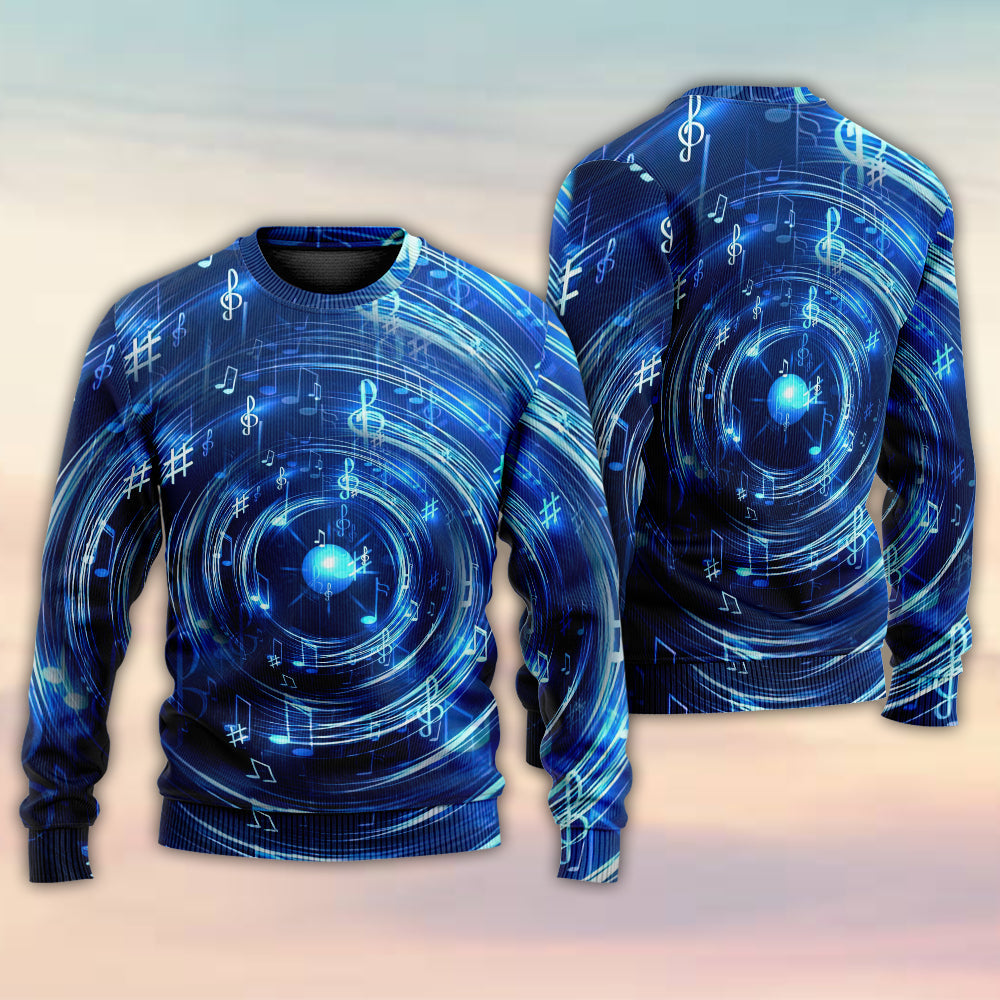 Music Neon Circle With Music Notes – Sweater - Ugly Christmas Sweater