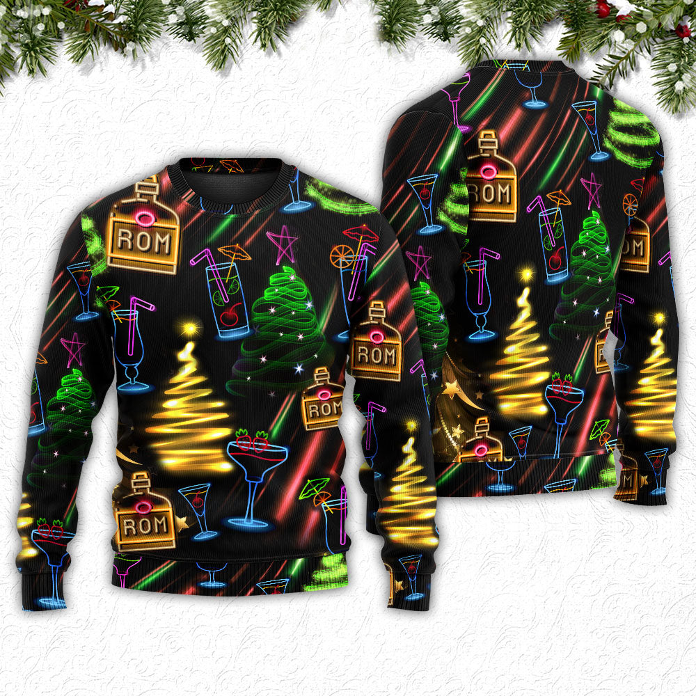 Christmas Rum Neon Art Style – Sweater - Ugly Christmas Sweater