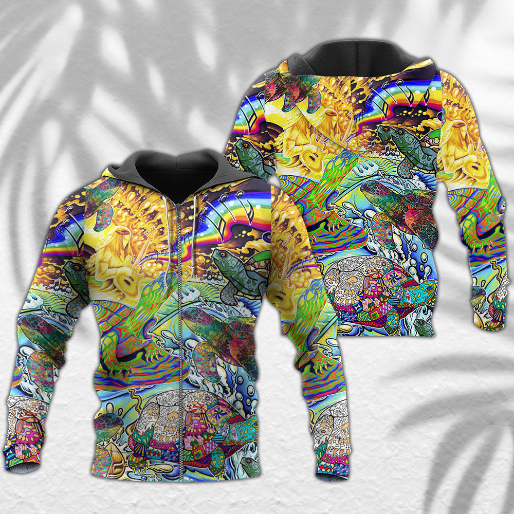 Hippie Turtle Colorful Peace - 3D Hoodie