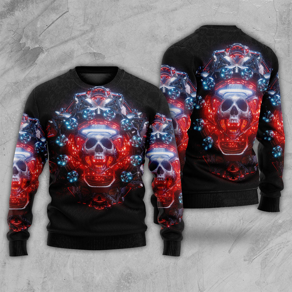 Skull Electric Dream Fantasy Art – Sweater - Ugly Christmas Sweater