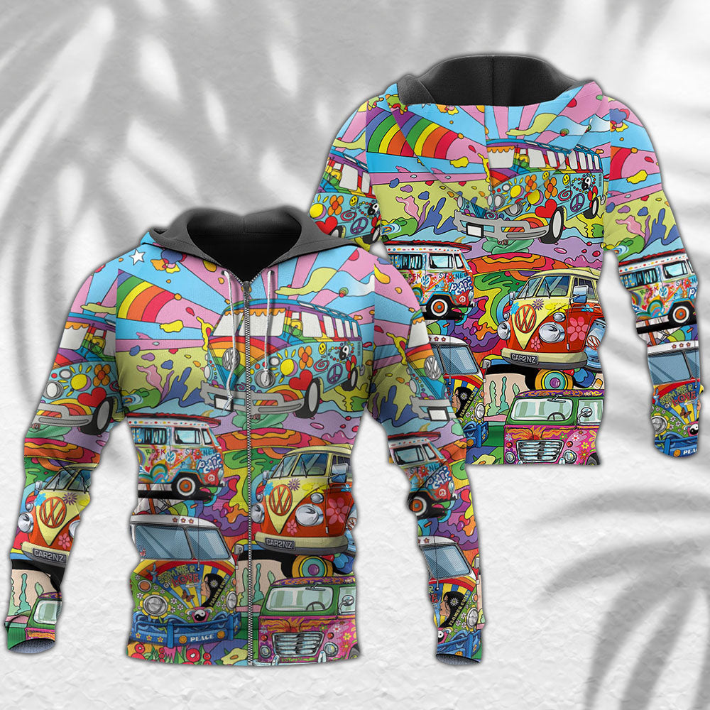 Hippie Van Colorful Peace - 3D Hoodie