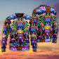 Hippie Mushroom And Skull Art – Sweater - Ugly Christmas Sweater