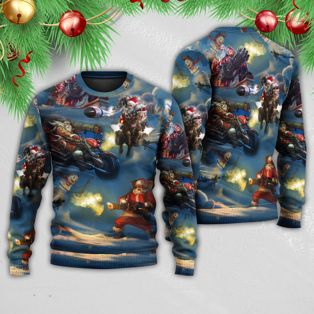 Christmas Santa Action Adventure Style – Sweater - Ugly Christmas Sweater