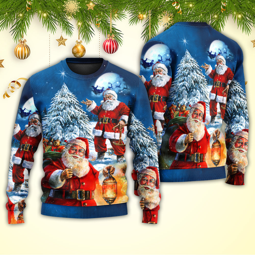 Christmas Santa Story Night Is Coming Art – Sweater - Ugly Christmas Sweater