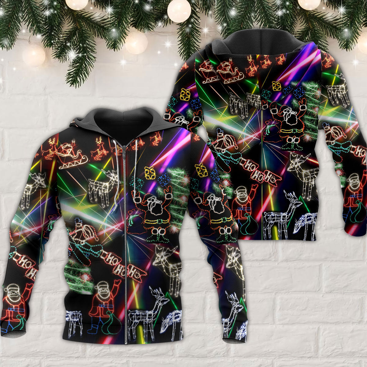 Christmas Tree Neon Snowman - 3D Hoodie