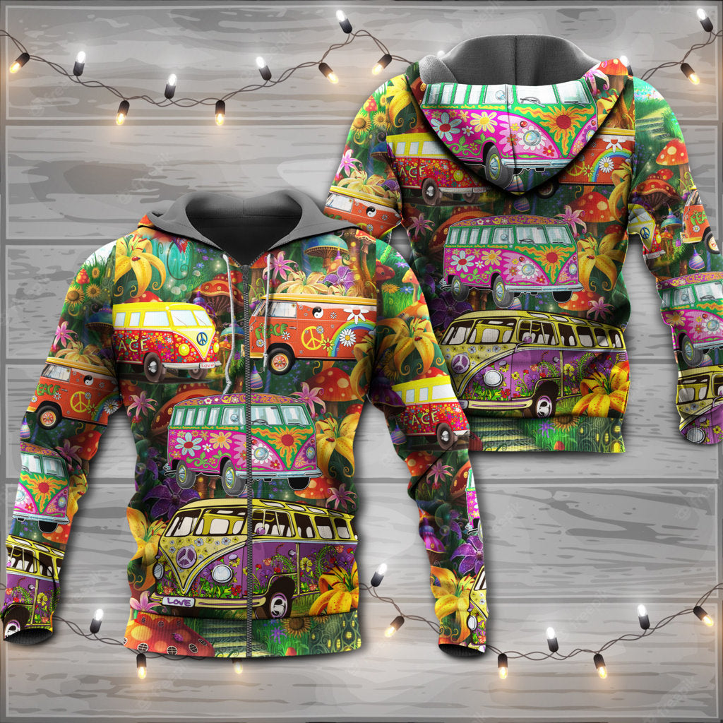 Hippie Peace Bus Colorful Life Style - Hoodie