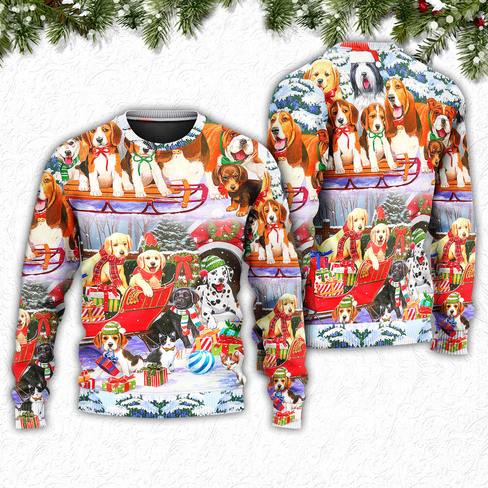 Dog Snowman Christmas Tree Merry – Sweater - Ugly Christmas Sweater