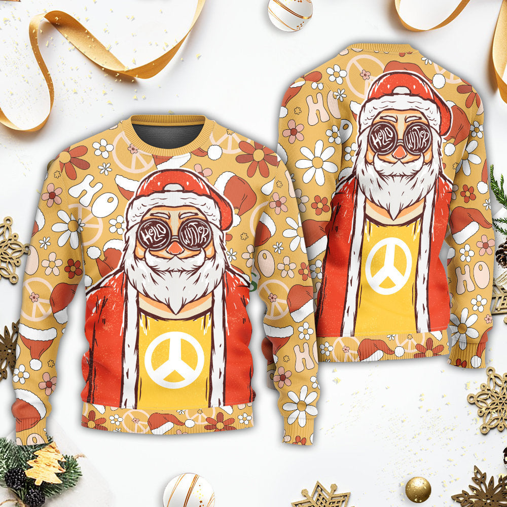 Christmas Santa Cutie Hippie Groovy Style – Sweater - Ugly Christmas Sweater