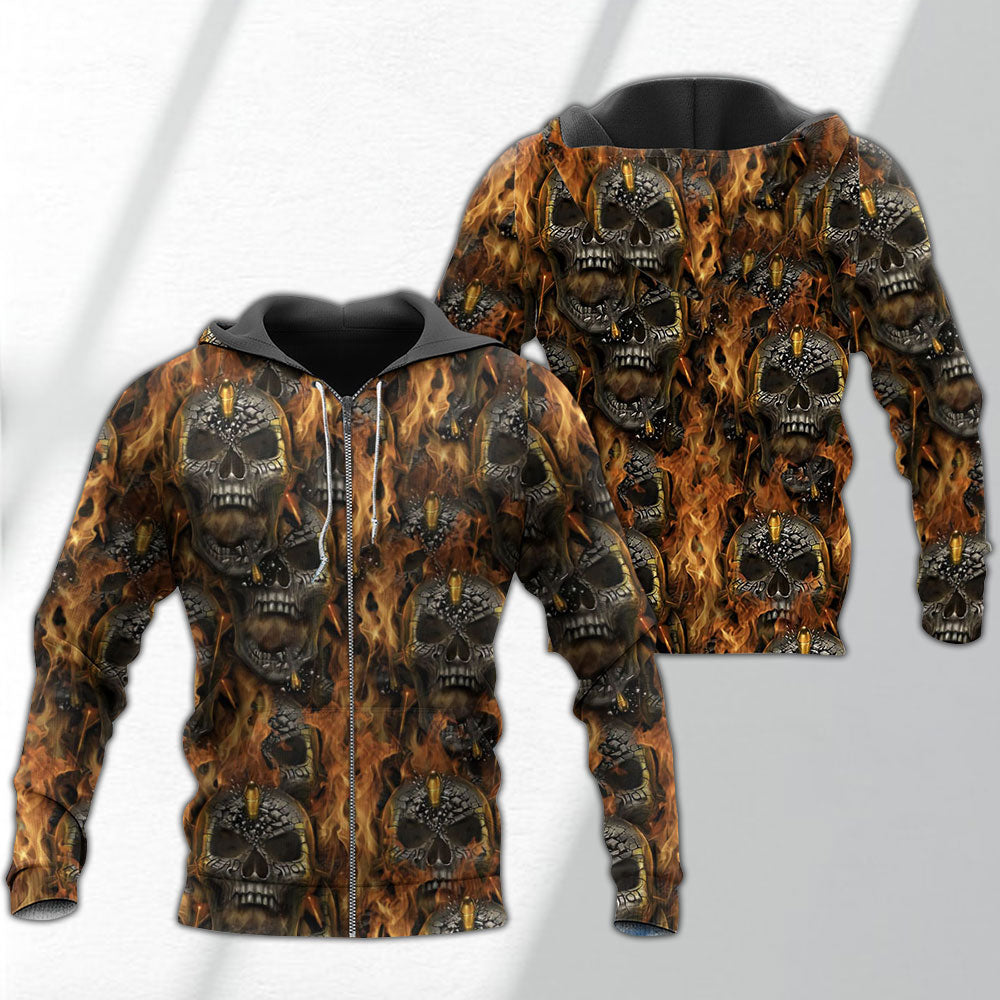 Skull Fire Impact Art - 3D Hoodie