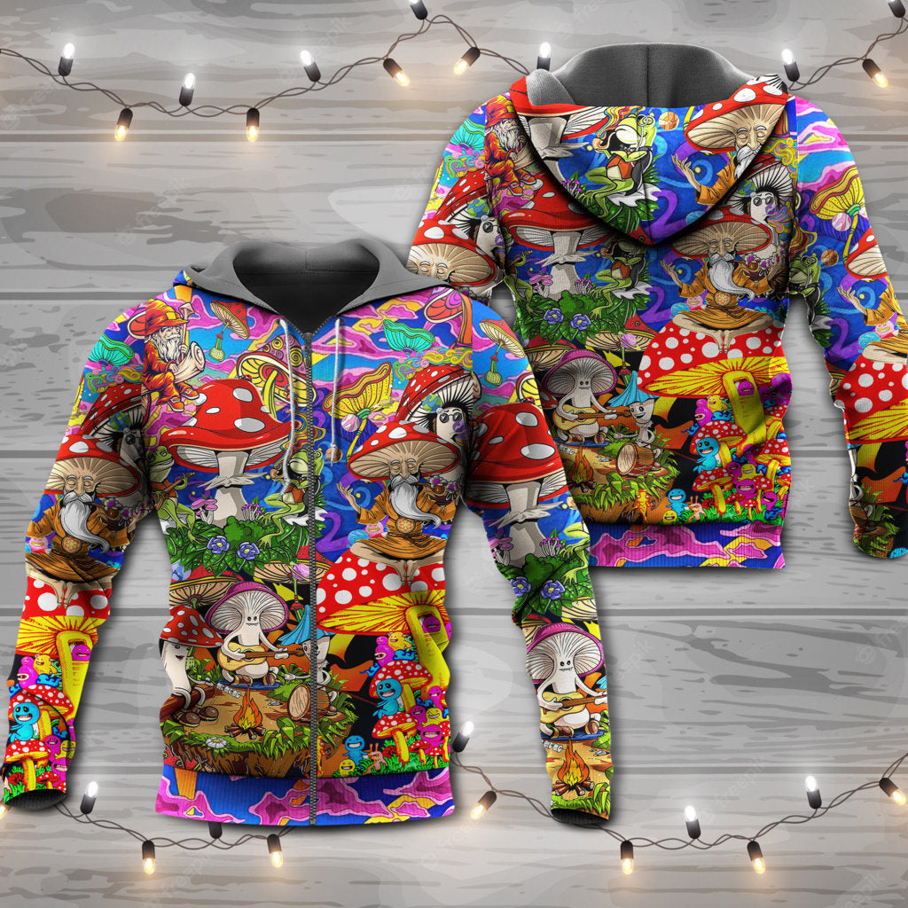 Hippie Mushroom Happy Together Art - 3D Hoodie