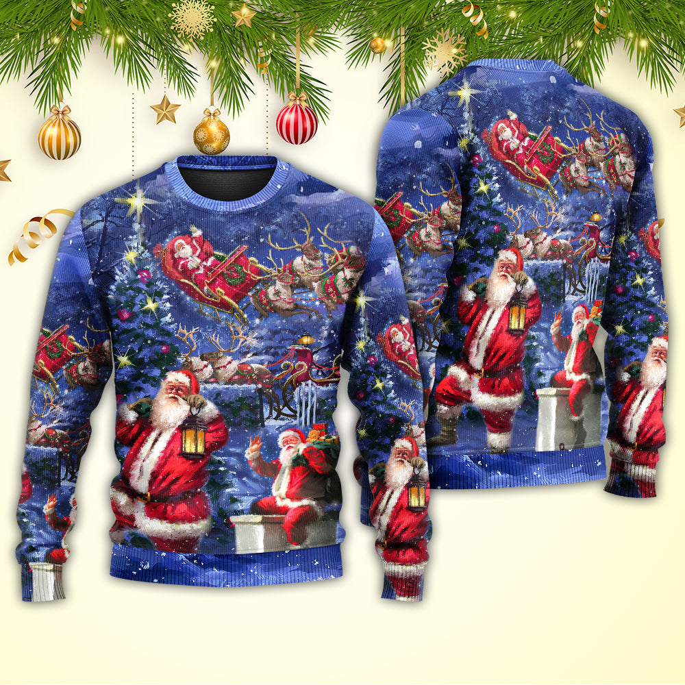 Christmas Santa Chilling Happy Xmas Light – Sweater - Ugly Christmas Sweater
