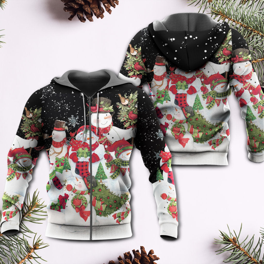 Christmas Cute Snowman Happy Xmas Cardinal - Hoodie