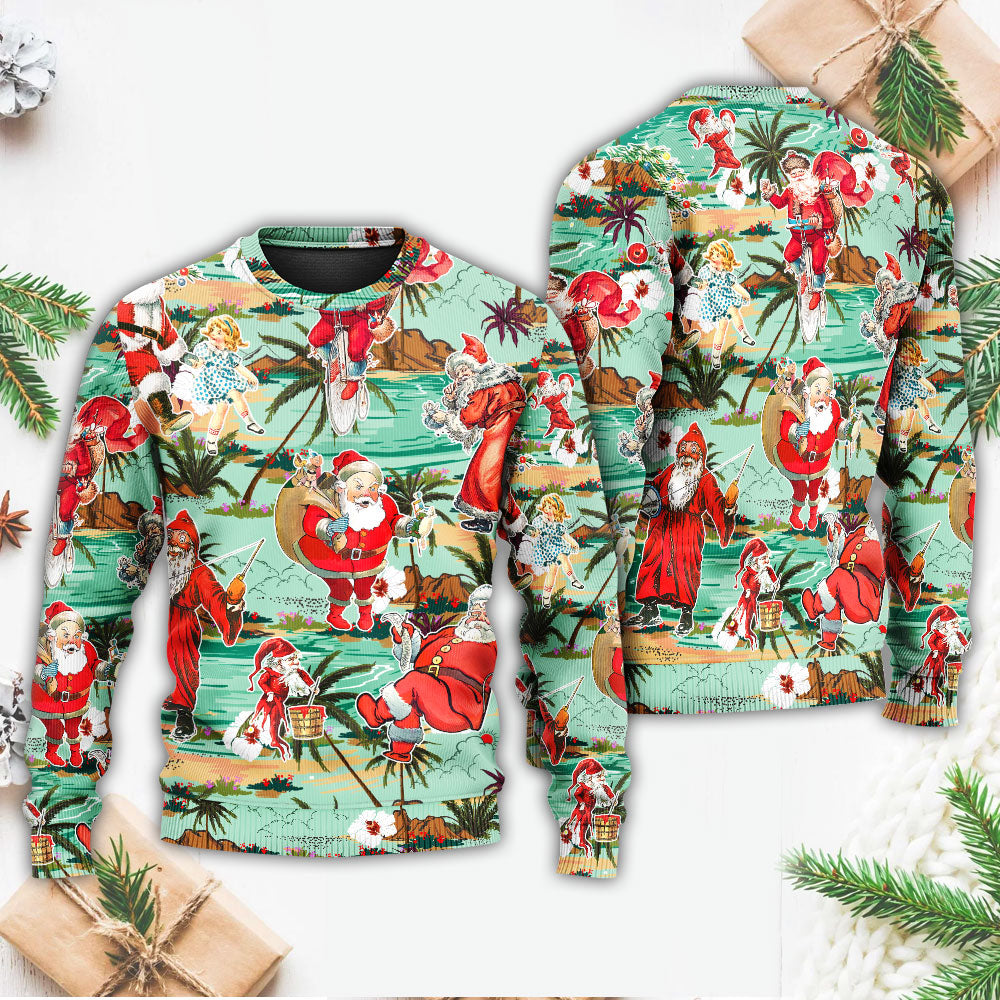 Christmas Santa Vacation Beach Joyful – Sweater - Ugly Christmas Sweater