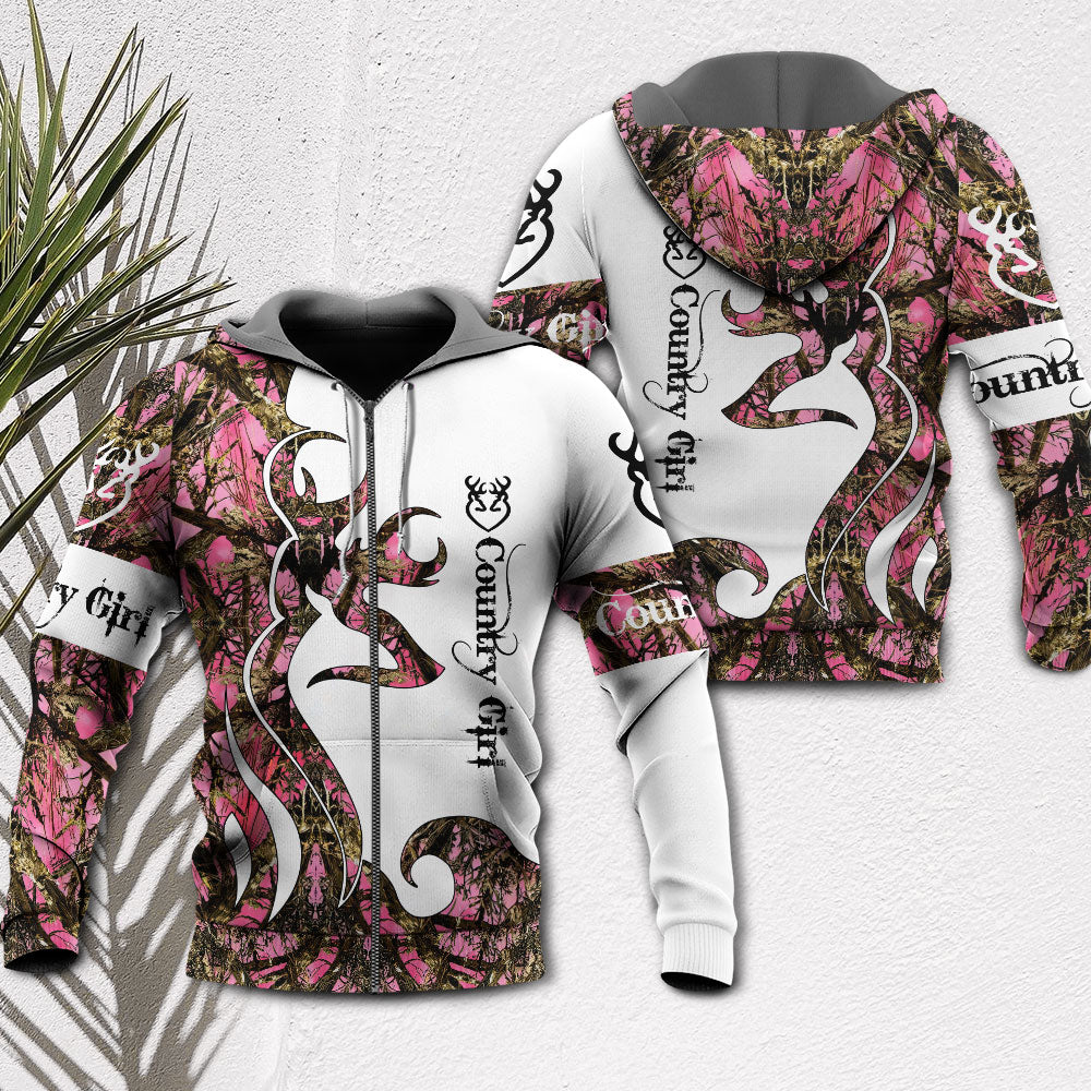 Hunting Country Girl Pink Camo Style - Hoodie