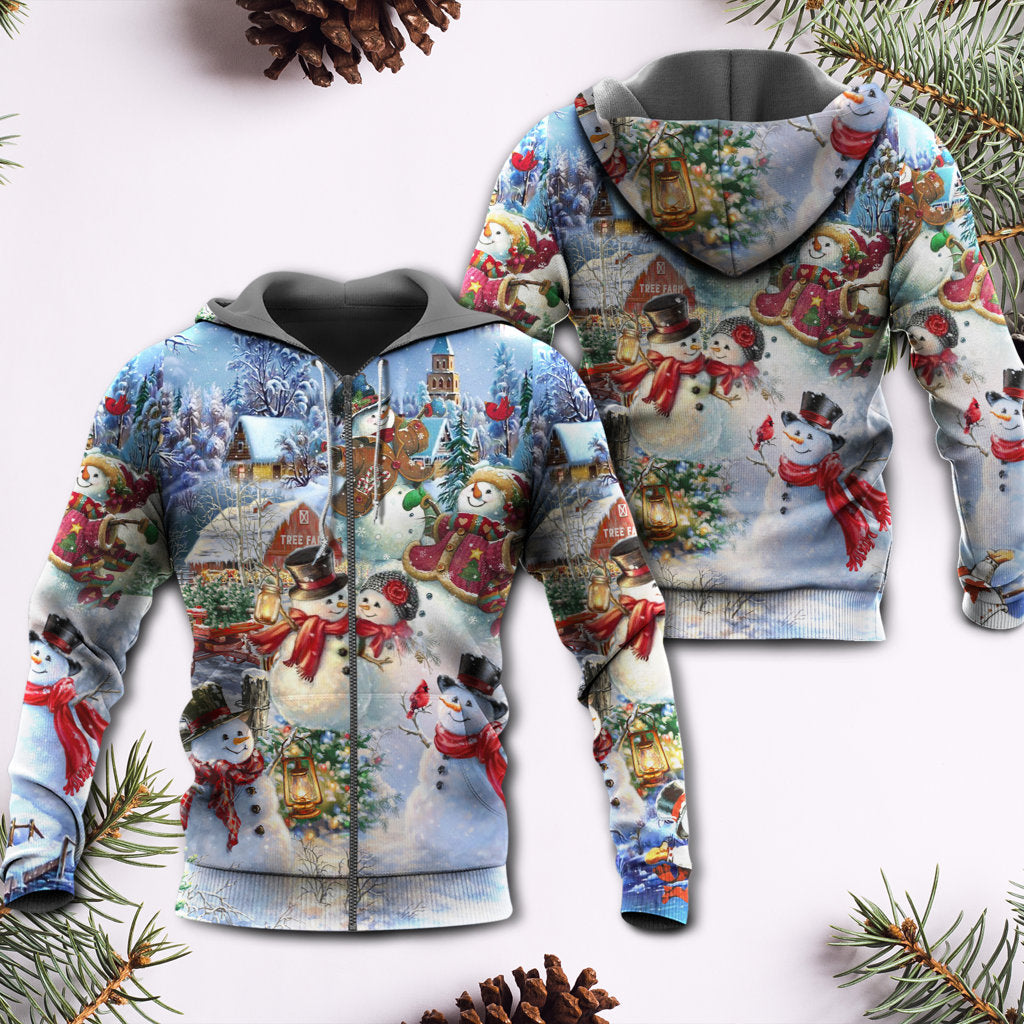 Christmas Snowman Lover Happy Couple - Hoodie