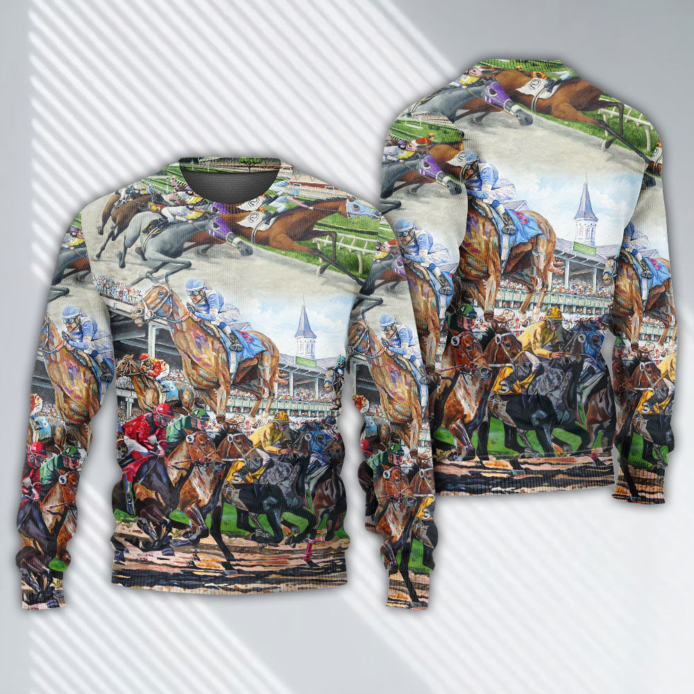 Horse Racing Be Strong Be Brave – Sweater - Ugly Christmas Sweater