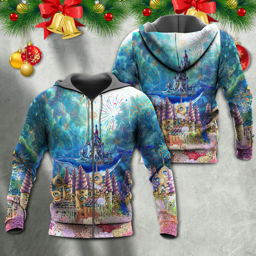Whale Happy New Year Ocean Art - Hoodie