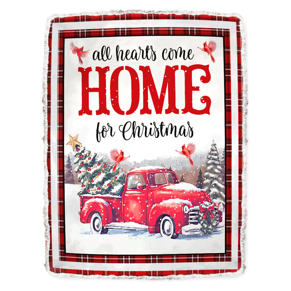 Cardinal Red Truck Christmas 50 x 60 Inch Flannel Blanket For Bed Sofa And Reading Nook Decor