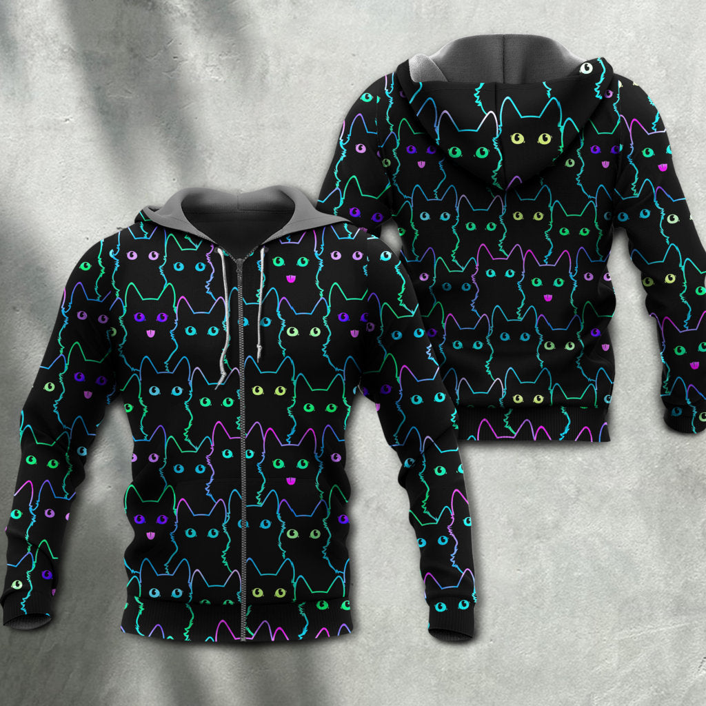 Cute Kitten Neon Glow Style - 3D Hoodie
