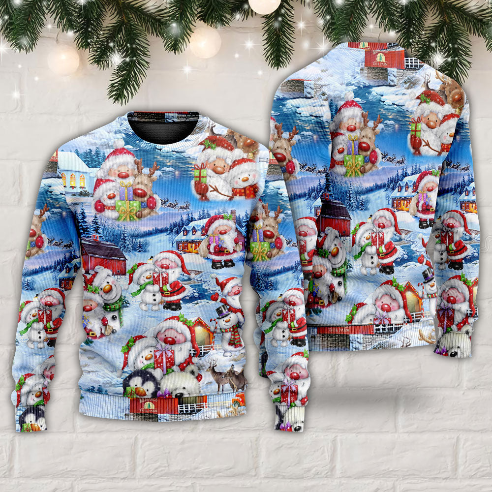 Santa And Snowman Christmas Holiday – Sweater - Ugly Christmas Sweater