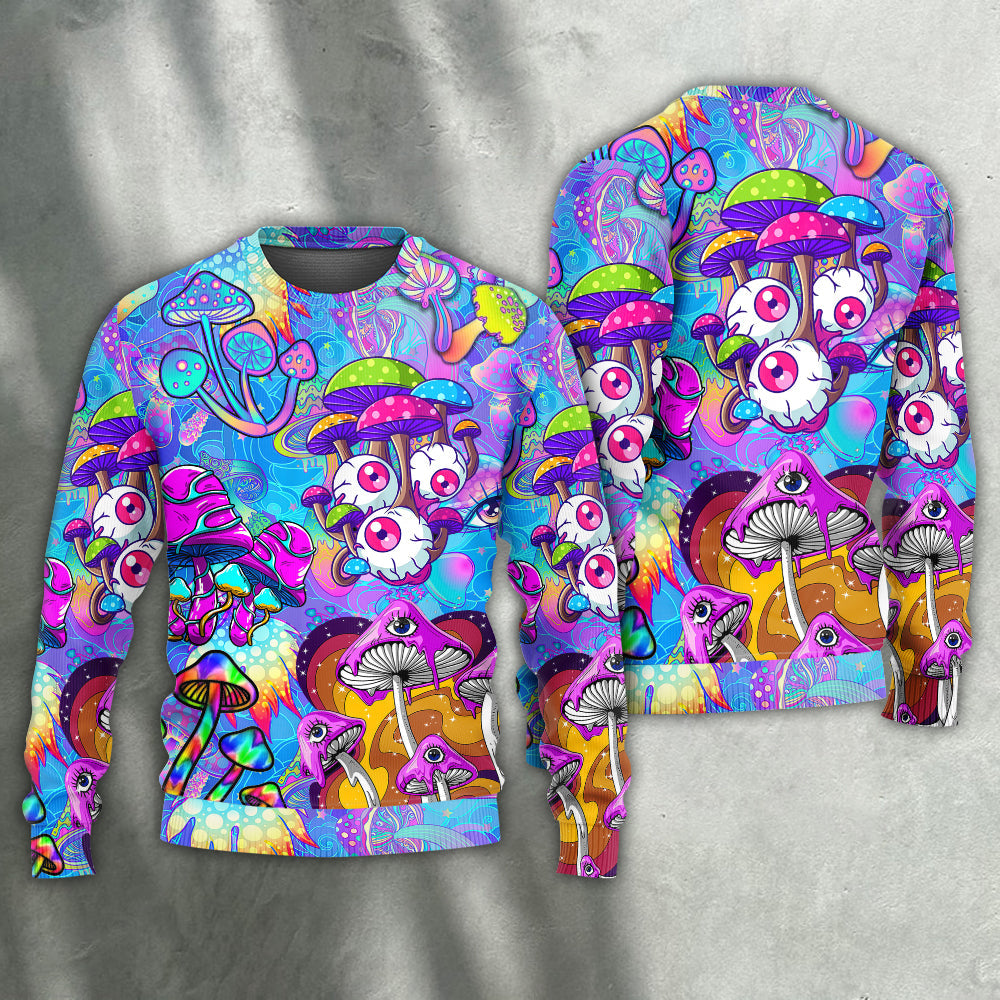 Hippie Mushroom Colorful Cool Art – Sweater - Ugly Christmas Sweater