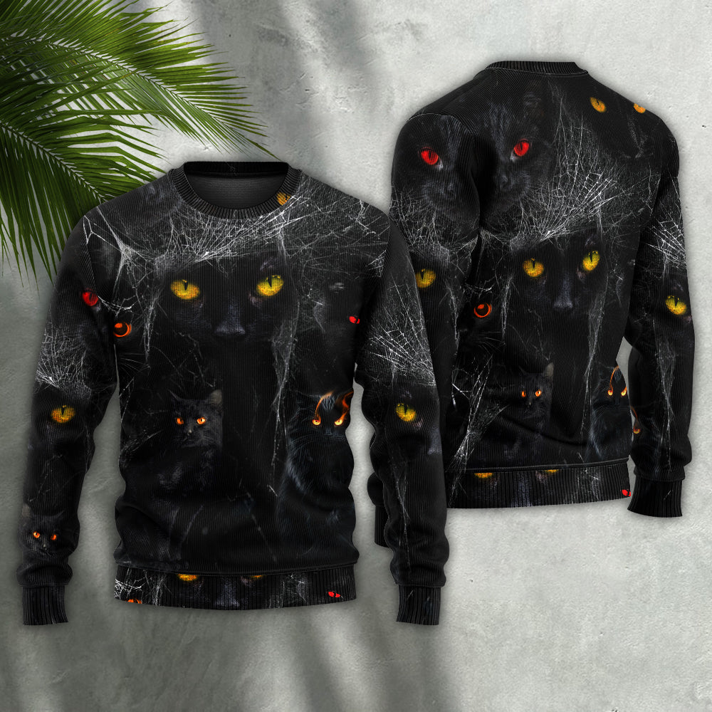 Halloween Black Cat Dark Night Art – Sweater - Ugly Christmas Sweater