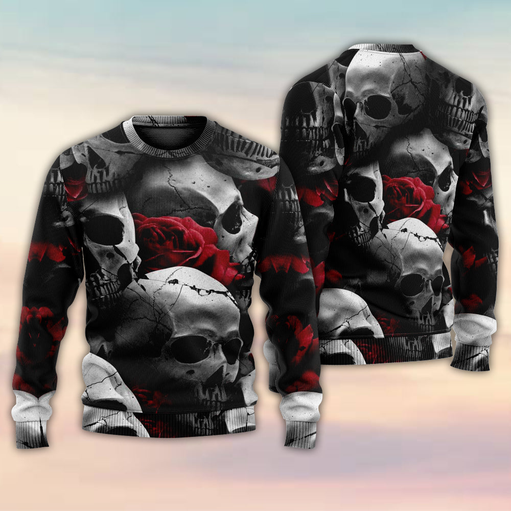 Skull Love Rose Fantasy Art – Sweater - Ugly Christmas Sweater