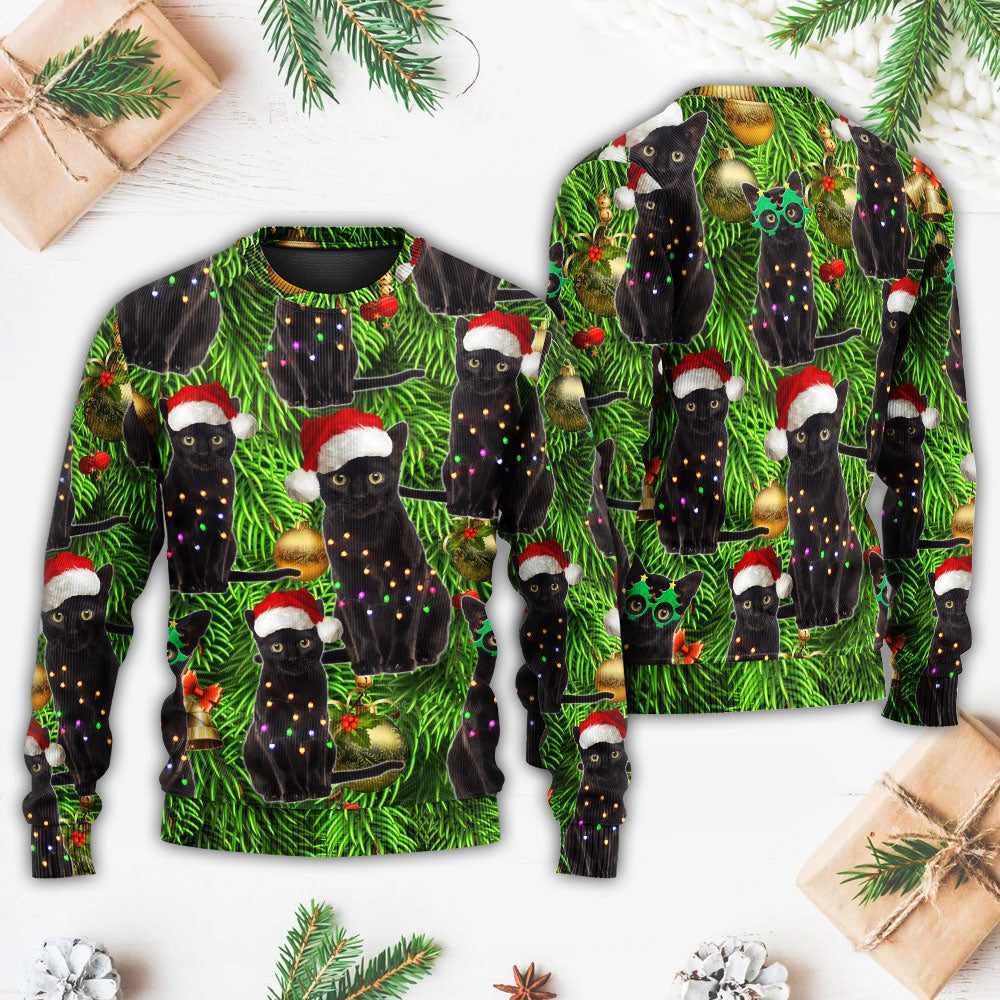 Black Cat Christmas Merry Xmas – Sweater - Ugly Christmas Sweater