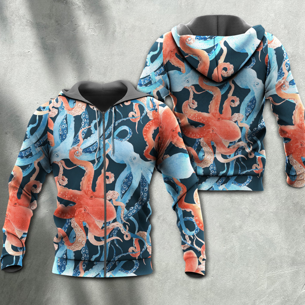 Octopus Colorful Ocean Life - 3D Hoodie