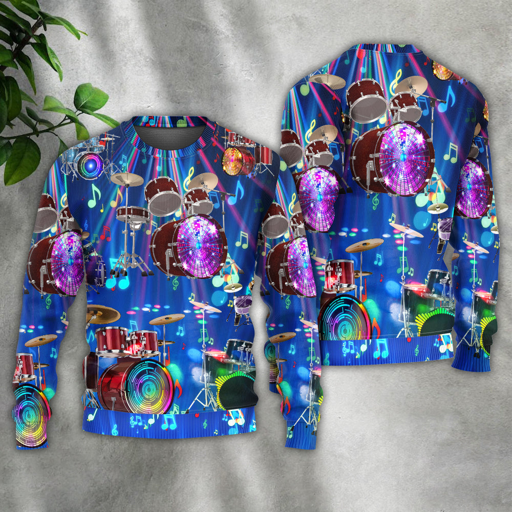 Drum Is My Life Neon Light Style – Sweater - Ugly Christmas Sweater