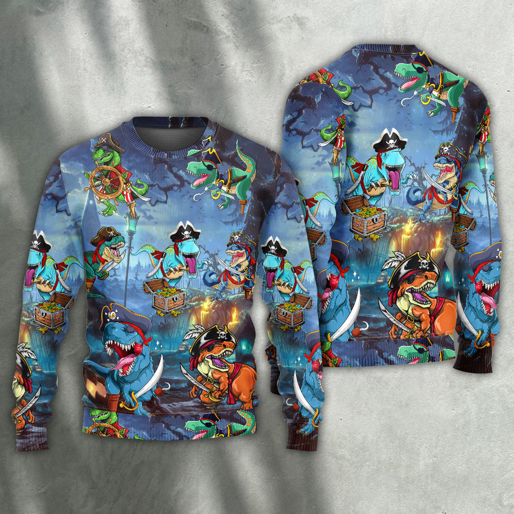 Halloween Pirate Dinosaur Fantasy Art – Sweater - Ugly Christmas Sweater