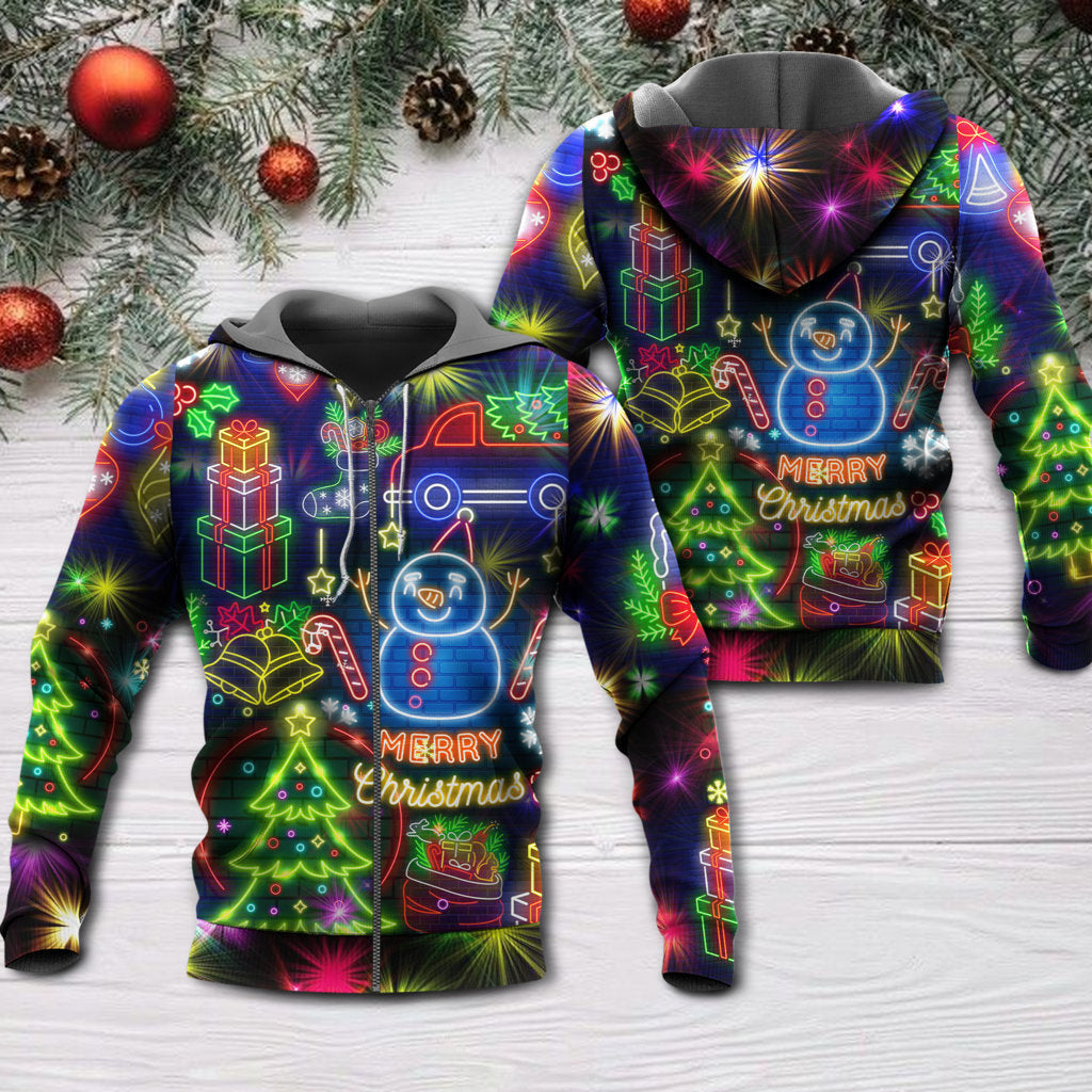Christmas Bright Neon Lights - 3D Hoodie