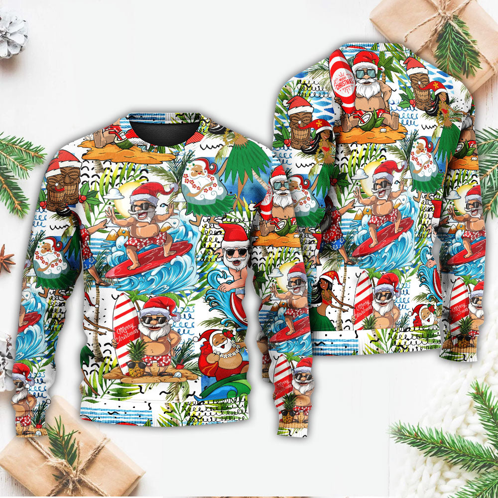 Christmas Santa Aloha Beach Vibe Style – Sweater - Ugly Christmas Sweater