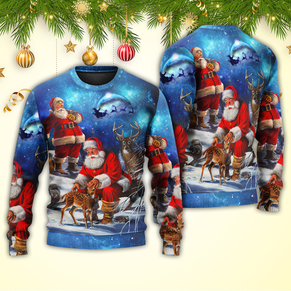 Christmas Santa Xmas Is Coming Night Art – Sweater - Ugly Christmas Sweater