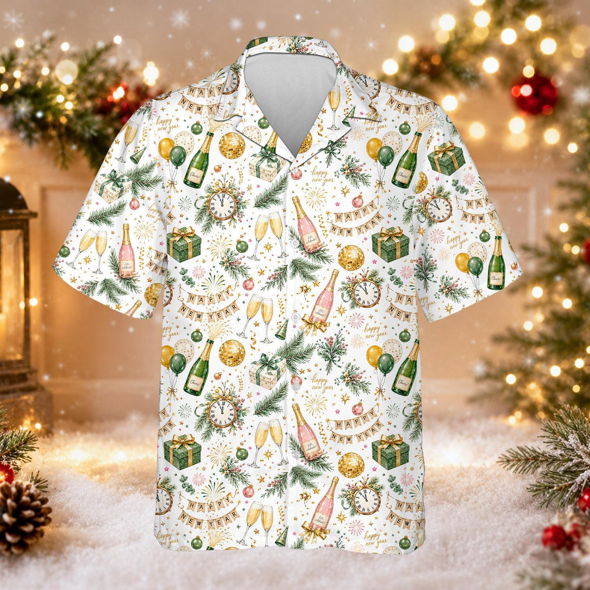 Happy New Year Champagne Bottle Countdown Celebration – Hawaiian Shirt