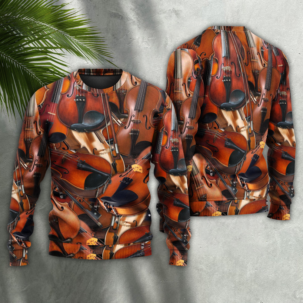 Violin Intelligent Music Quote Style – Sweater - Ugly Christmas Sweater